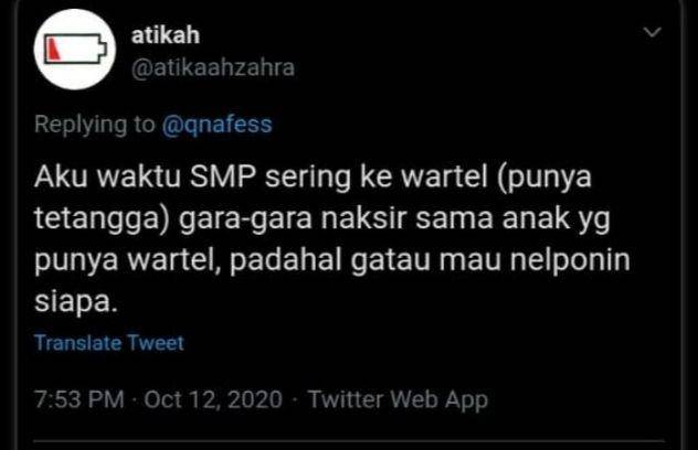 cerita lucu waktu masih pakai wartel (twitter.com/atikah)
