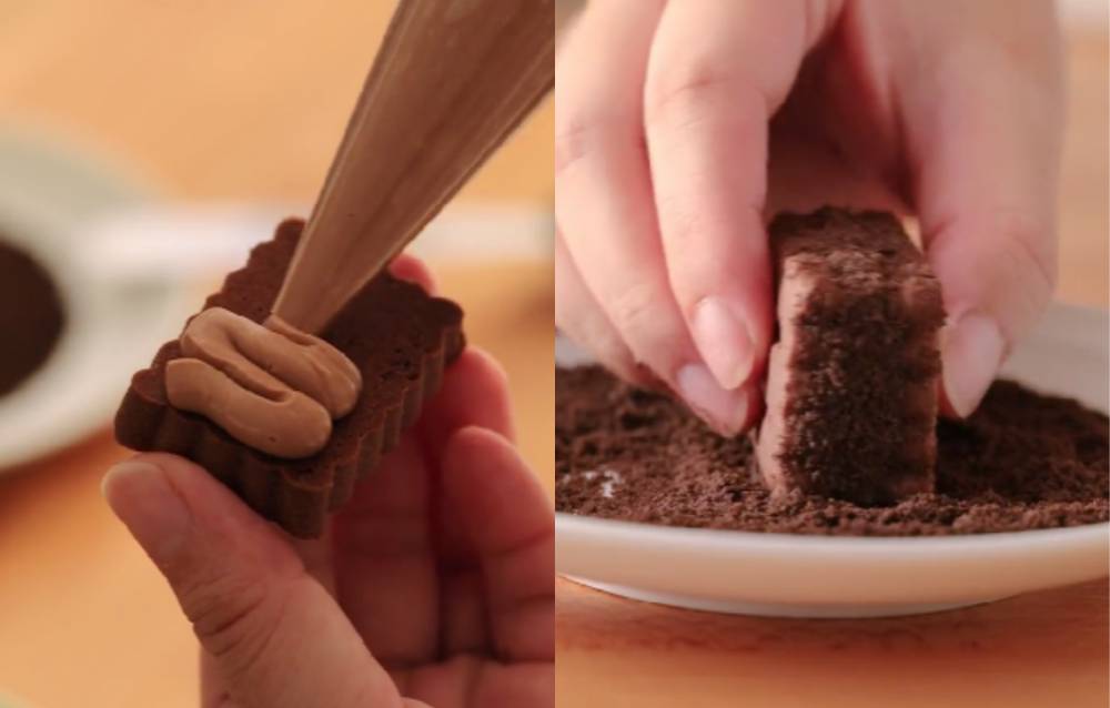 ilustrasi memberi isian dan taburan oreo (dok. Douyin/CookingSpring)