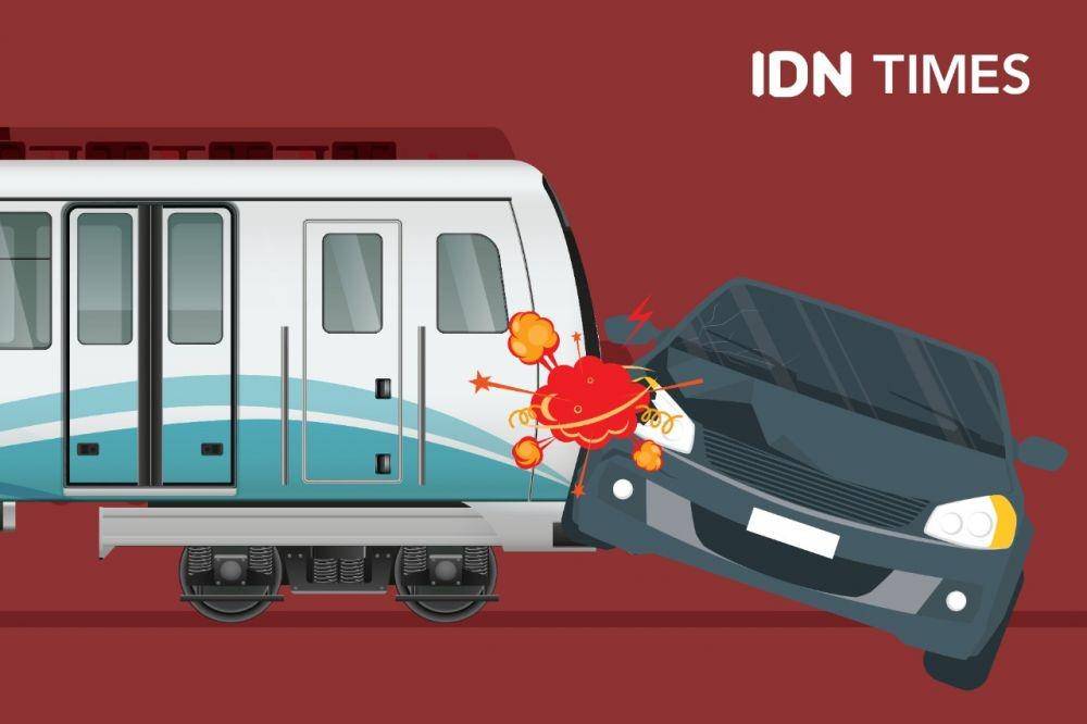 Ilustrasi tabrakan kereta dan bus (IDN Times/Aditya Pratama)