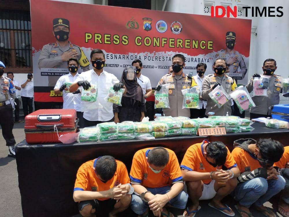 Polrestabes Surabaya Bekuk 5 Kurir, Sita 45 Kg Sabu