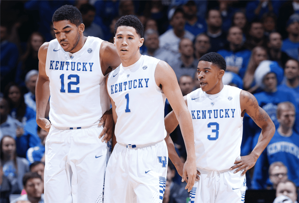Karl Anthony Towns dan Devin Booker saat berseragam Kentucky Wildcats (247sports.com)