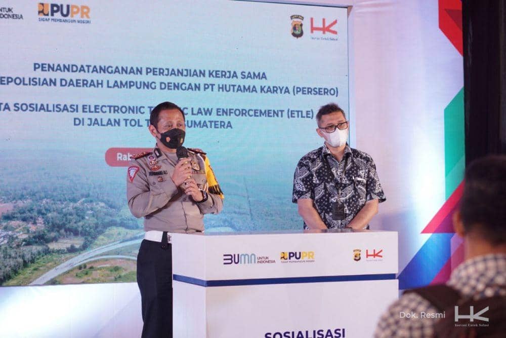 PT Hutama Karya (Persero) sebagai pengelola beberapa ruas jalan tol di Indonesia secara resmi akan menerapkan tilang elektronik bertajuk Electronic Traffic Law Enforcement (ETLE). (Dok. Hutama Karya).