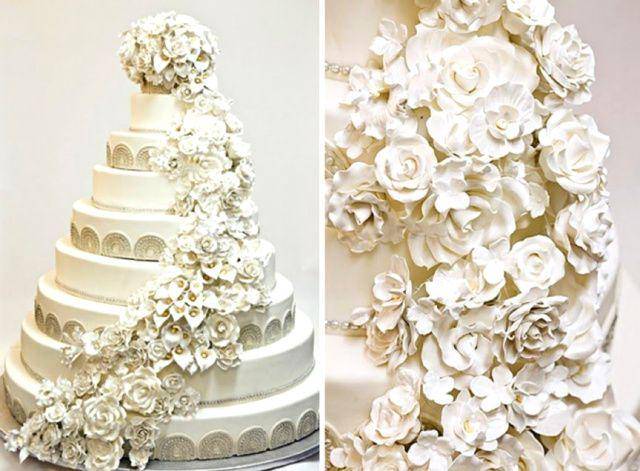 Nahid Parsa's Luxury Bridal Show Cake dihiasi oleh serpihan emas dan berlian. (alux.com)
