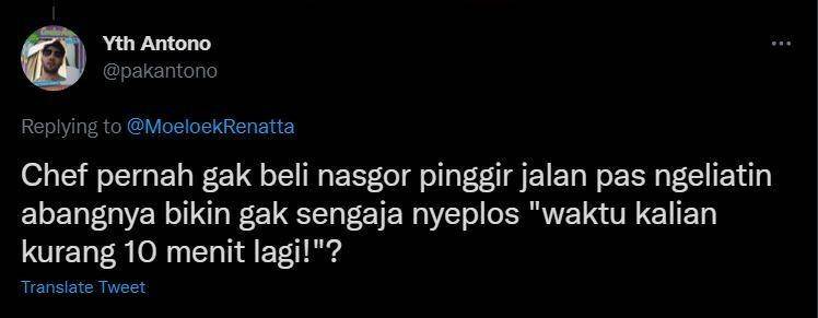 pertanyaan nyeleneh warganet ke Chef Renatta (twitter.com/pakantono)
