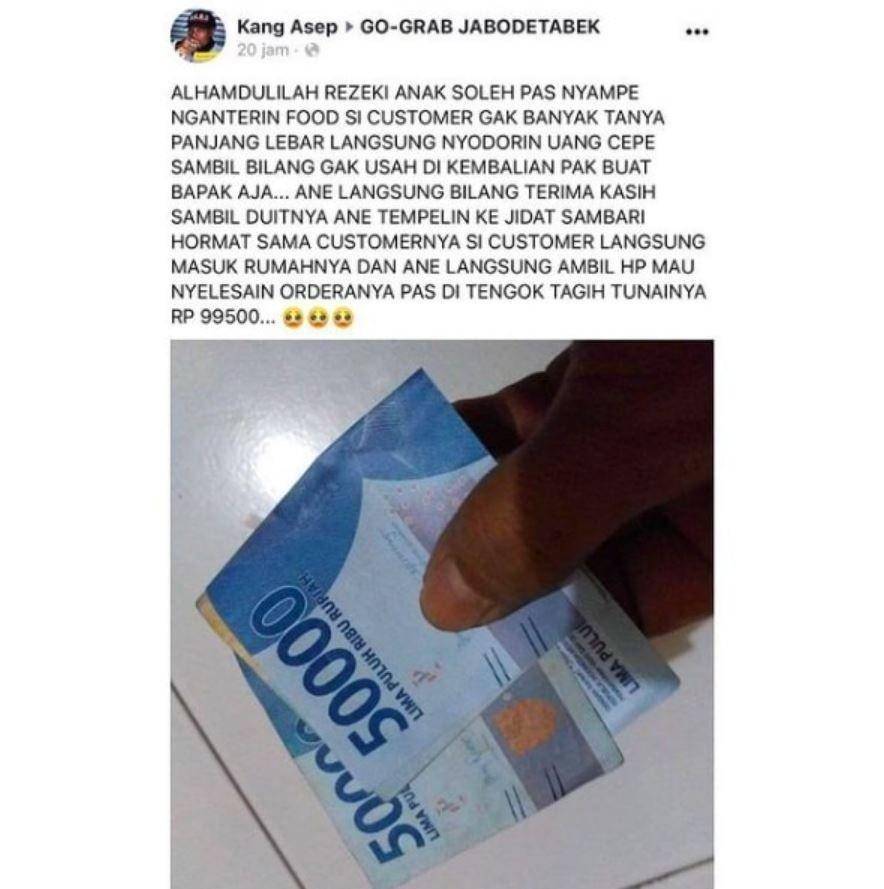 driver ojek online dapat tip (instagram.com/newdramaojol.id)