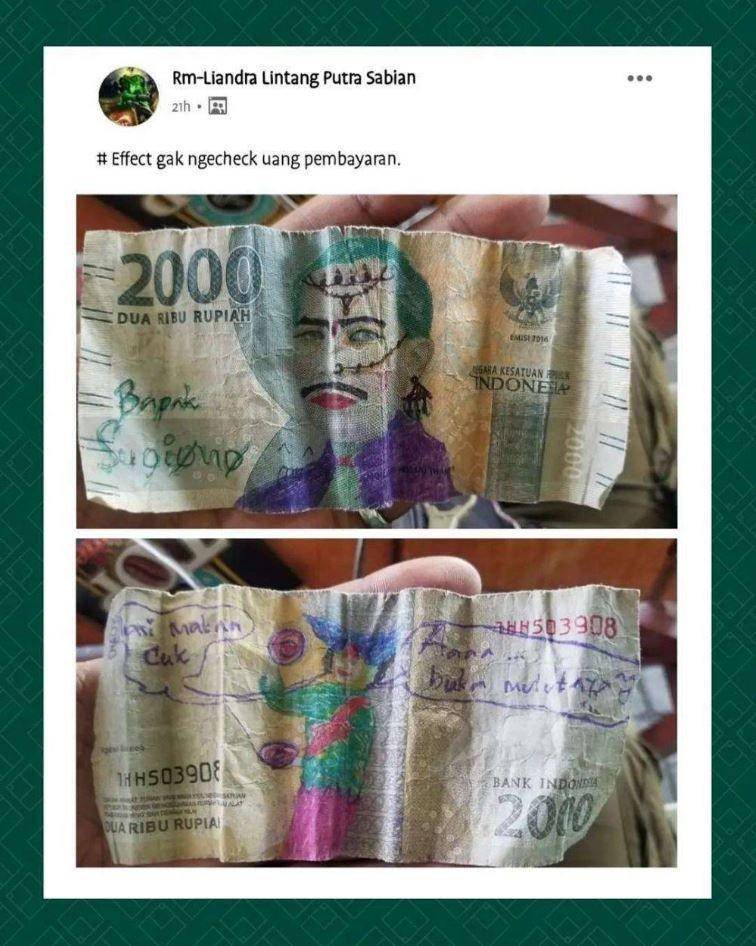 driver ojek online dapat tip (instagram.com/lambeonlen)