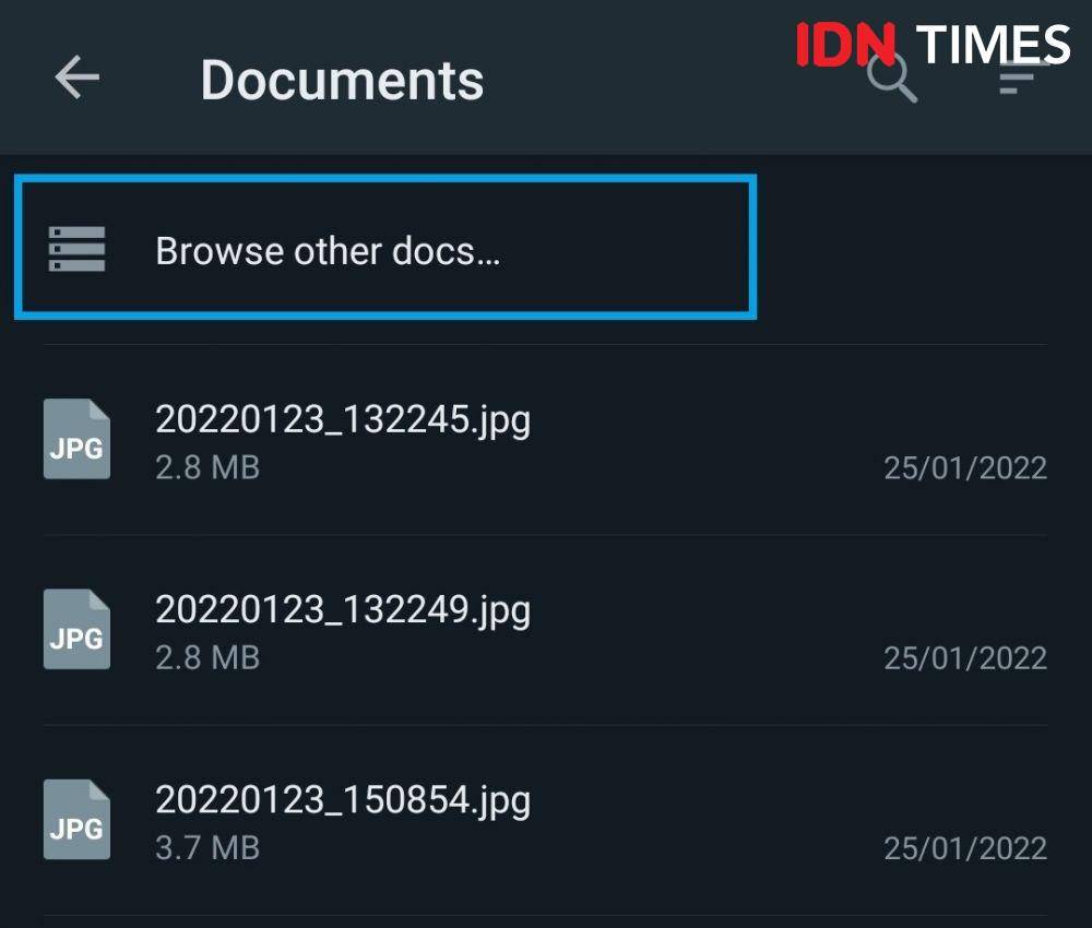 memilih "Browse other docs..." untuk mencari foto (IDN Times/Alfonsus Adi Putra)