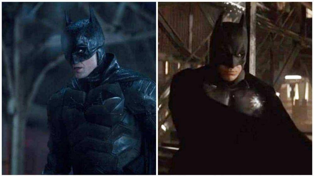 Kostum Batman dari The Batman (kiri) dan dari Batman Begins (kanan). (Dok. Warner Bros/The Batman, Batman Begins)