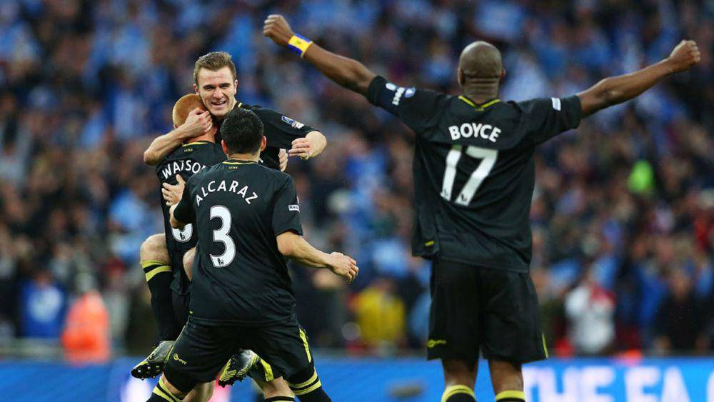 selebrasi para pemain Wigan Athletic di final FA Cup 2013 (skysports.com)