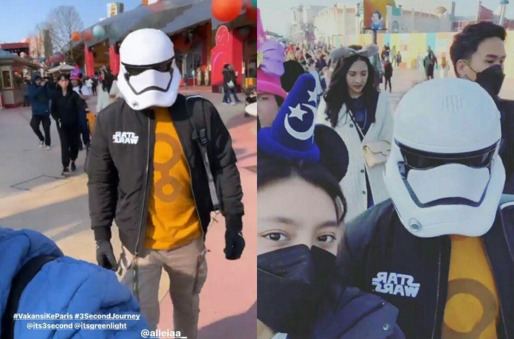 Tampil Beda, 9 Foto Ariel Pakai Topeng Star Wars saat Pelesir di Paris