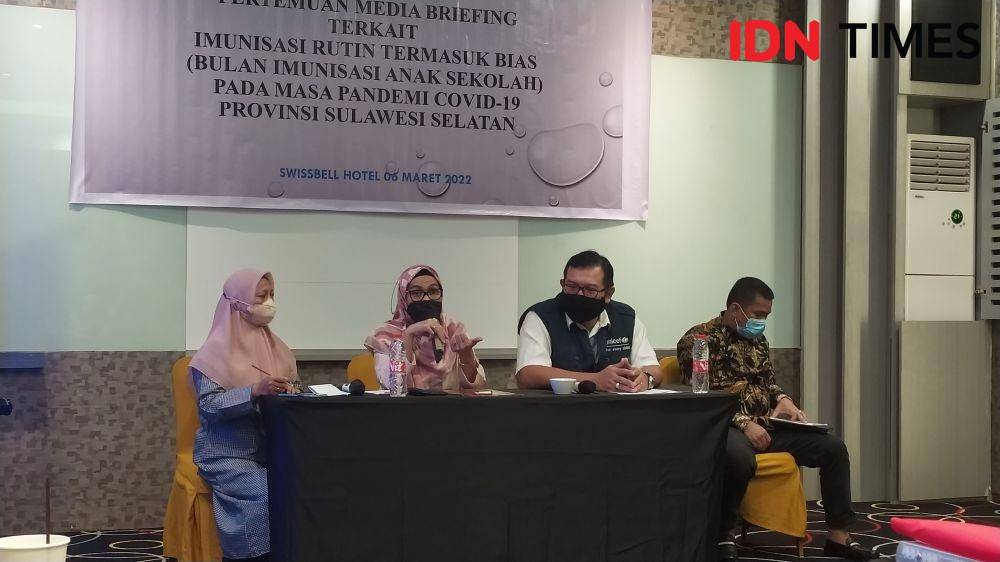 media briefing terkait imunisasi rutin termasuk Bulan Imunisasi Anak Sekolah (BIAS) pada masa pandemik COVID-19 di Swiss-Belhotel Makassar, Minggu (6/3/2022).