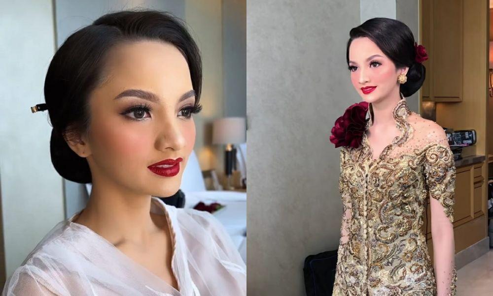 9 Gaya dan Makeup Sabrina Anggraini saat Resepsi, Anggun Pakai Kebaya