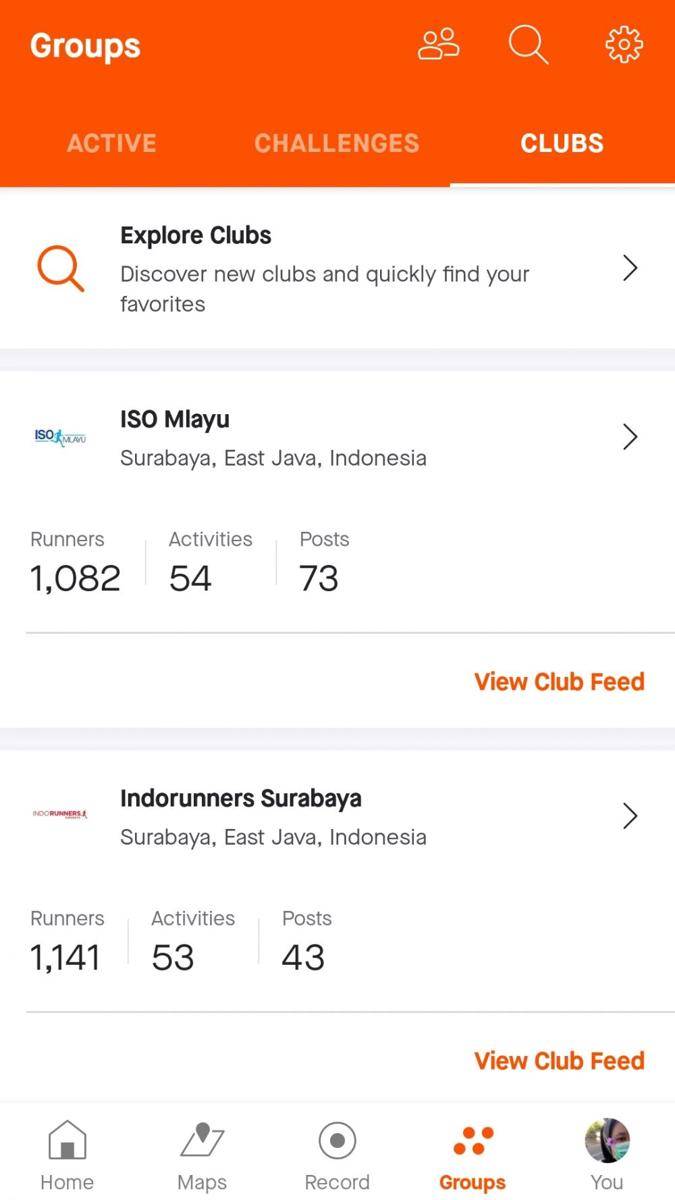 Fitur "Clubs" di aplikasi Strava. (IDN Times/Nena Zakiah)