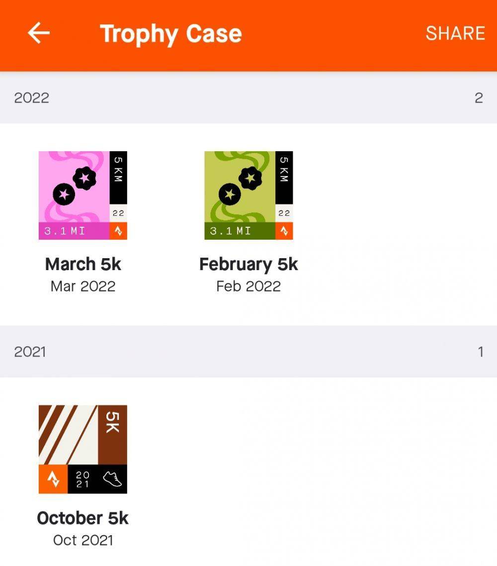 Koleksi badge dalam "Trophy Case" di aplikasi Strava. (IDN Times/Nena Zakiah)