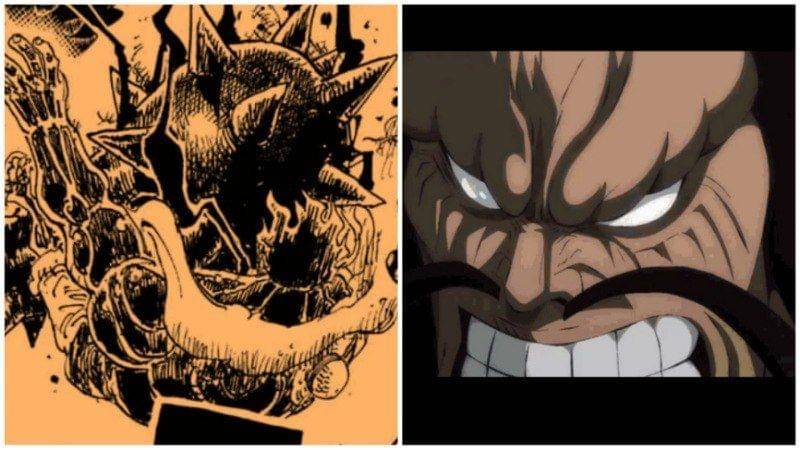 Luffy kena serangan Kaido, dan Kaido. (Dok. Shueisha/One Piece)