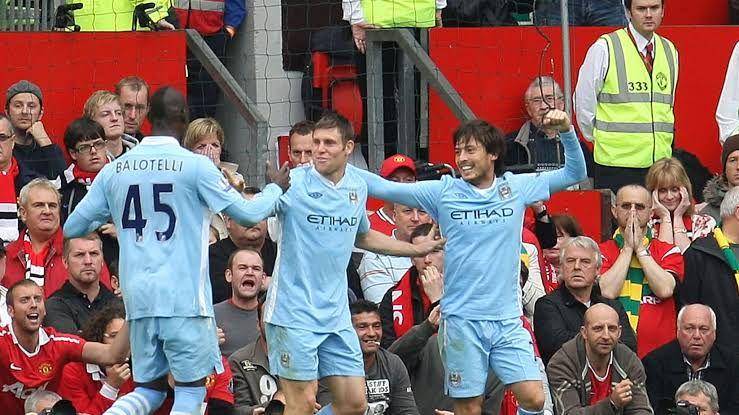 Pemain Manchester City saat merayakan gol di Derbi Manchester pada 2011. (skysports.com)