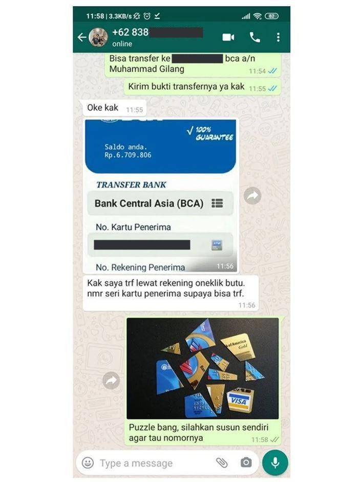 chat ketahuan menipu (twitter.com/gilgilangss)