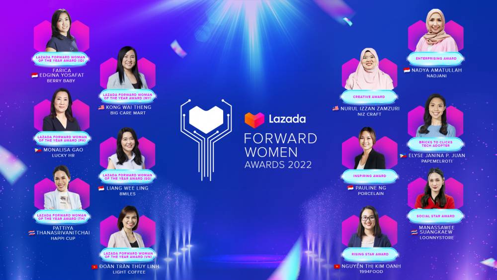 Lazada Mengapresiasi Pengusaha "eCommerce" dari Kalangan Perempuan di Asia Tenggara dalam Ajang Lazada Forward Women Awards 2022, Termasuk Tiga Pemenang dari Indonesia. (Dok. Lazada)