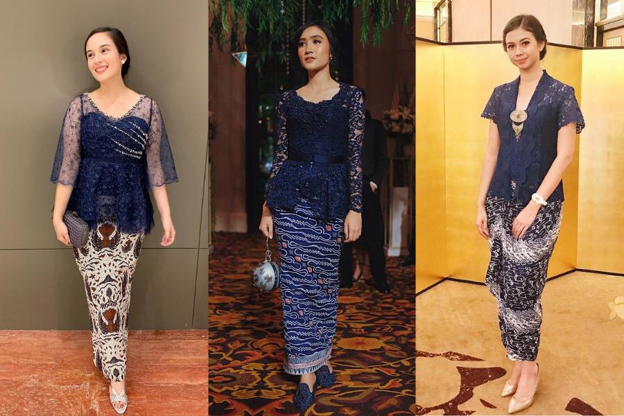 Inspirasi kebaya warna navy blue (instagram.com/chelseaislan | instagram.com/febbyrastanty | instagram.com/yukikt)