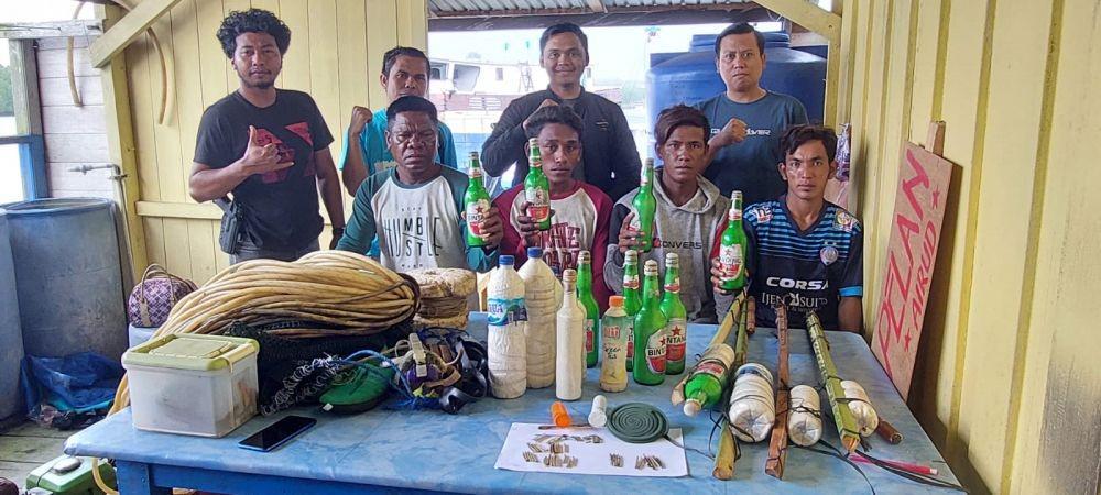 Ditpolairud Polda Tangkap 4 Tersangka Destructive Fishing di Berau