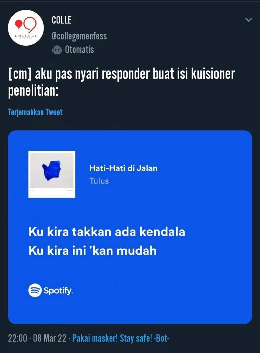 pelesetan judul Hati-Hati Di Jalan (twitter.com/collegemenfess)