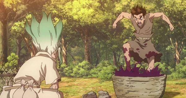 Taiju memeras anggur ( Dok. TMS Entertaiment / Dr. Stone )