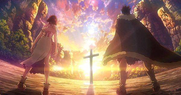 Taiju dan Yuzuriha di makam Senku ( Dok. TMS Entertaiment / Dr. Senku )