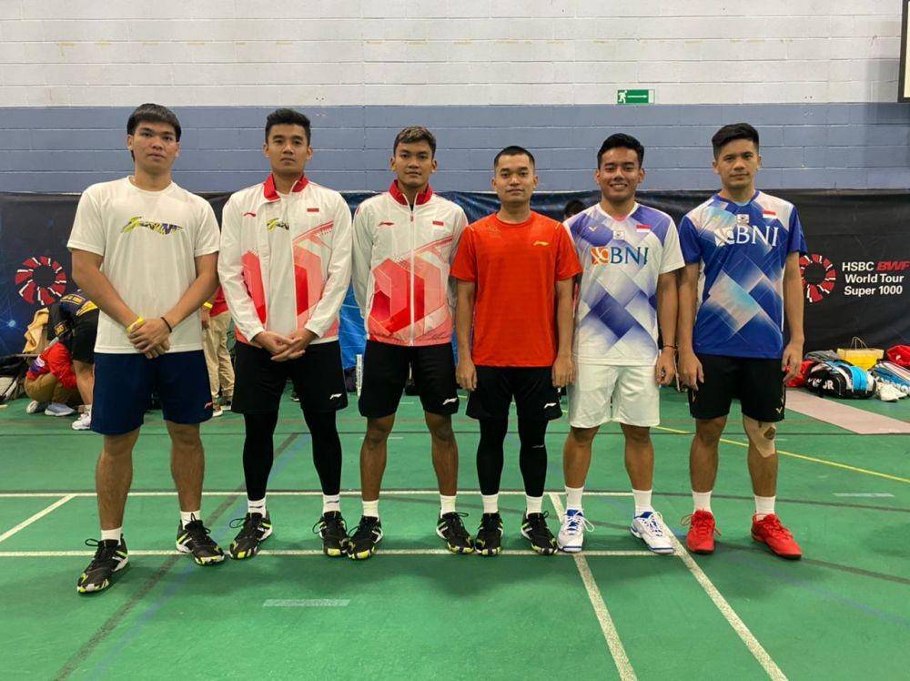 Tiga pasangan ganda putra jelang latihan persiapan All England 2022 (dok. PP PBSI)