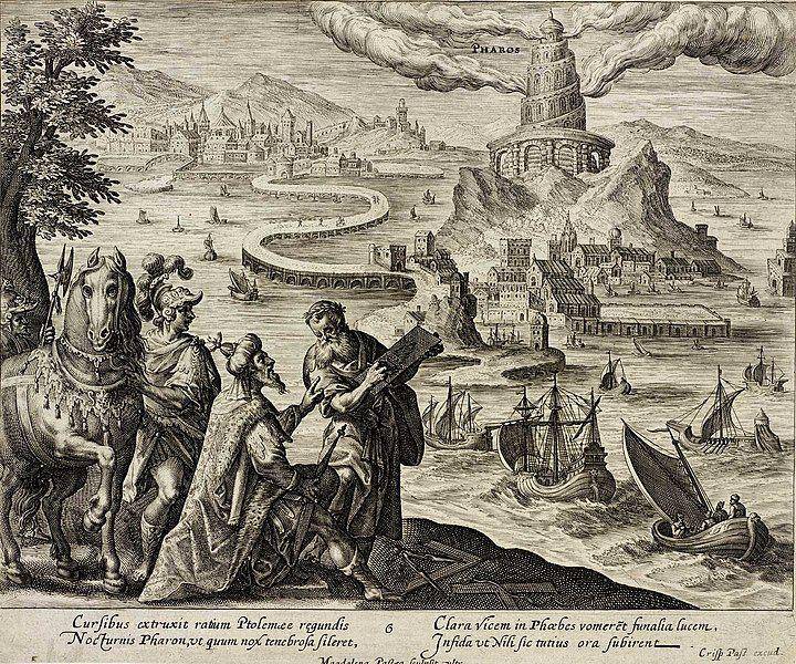 Mercusuar Alexandria oleh Magdalena van de Passe (commons.wikimedia.org/Museum of Art, Rhode Island School of Design)