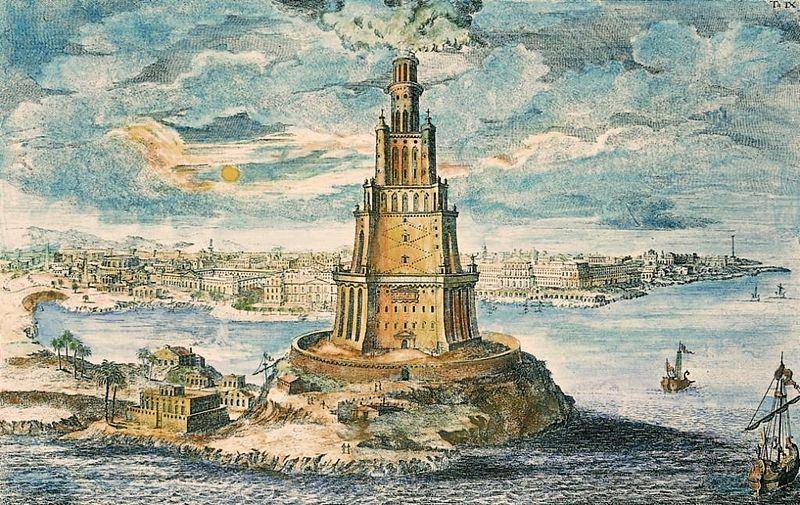 Ukiran yang menggambarkan Mercusuar Alexandria (Mesir) oleh Johann Bernhard Fischer von Erlach. (commons.m.wikimedia.org)