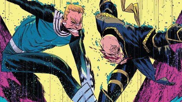 Clint Barton melawan Bullseye yang memakai kostum Ronin. (Dok. Marvel Comics)