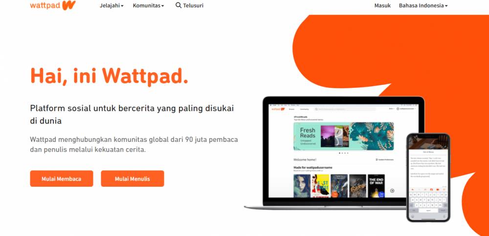 Ilustrasi tmpilan browser Wattpad (wattpad.com)