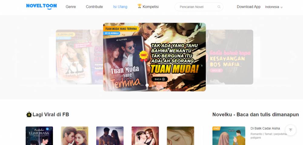 Ilustrasi tampilan browser Noveltoon (noveltoon.mobi)