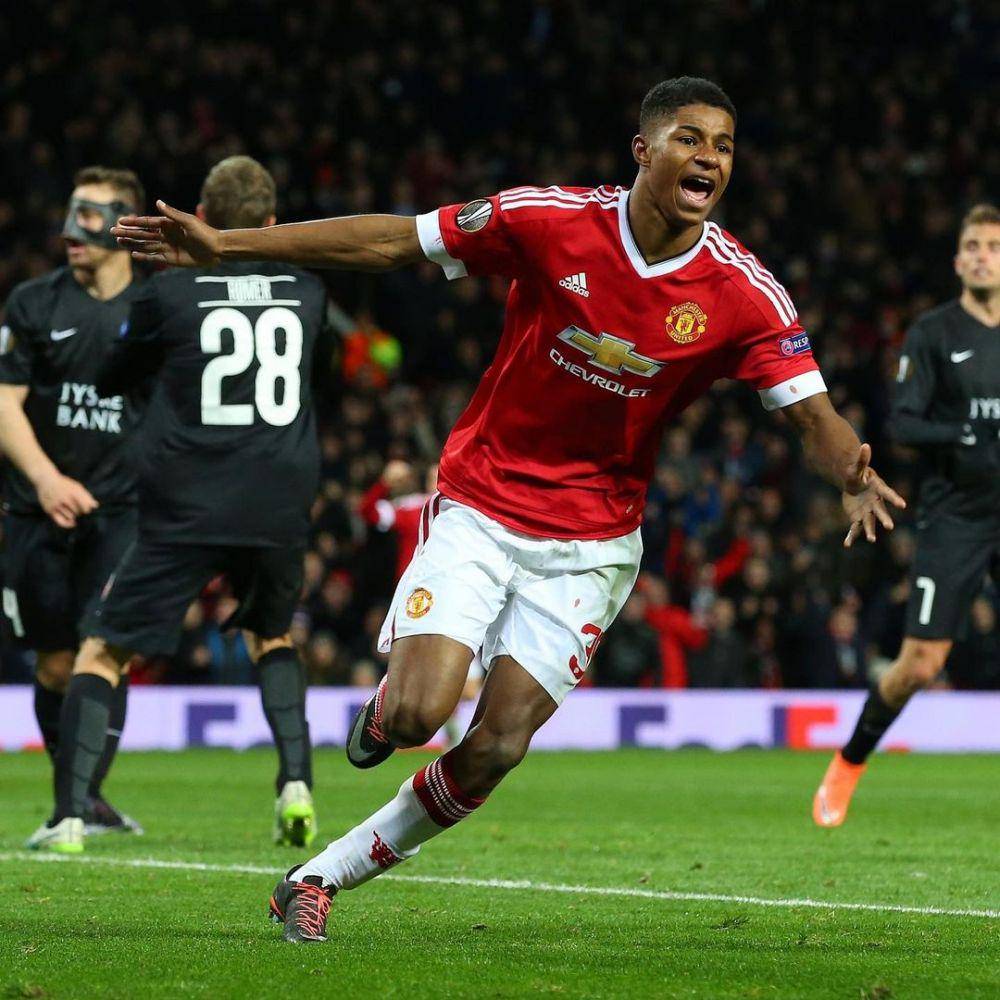 Marcus Rashford saat melakukan debut bersama Manchester United di lapangan. (instagram.com/marcusrashford)