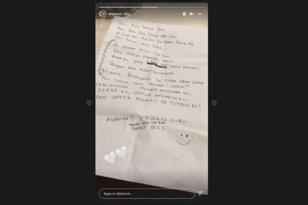 Muhammad Fauzan Sisitipsi Tulis Surat Permohonan Maaf ke Ibunya