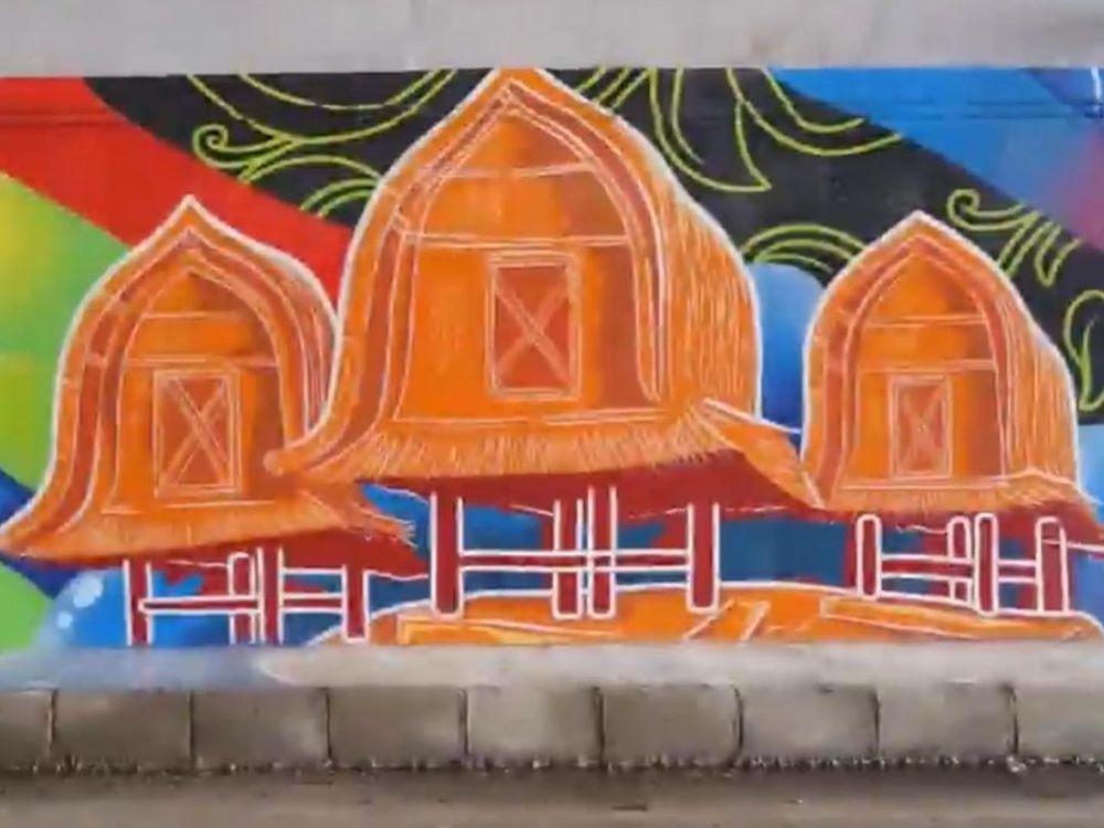 potret mural terowongan sirkuit mandalika (instagram com/localfest.id)