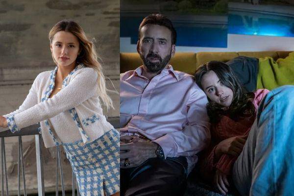 kolase: Lily Sheen (dok. WWD Magazine/Lexie Moreland) | cuplikan film The Unbearable Weight of Massive Talent (dok. Lionsgate/The Unbearable Weight of Massive Talent)