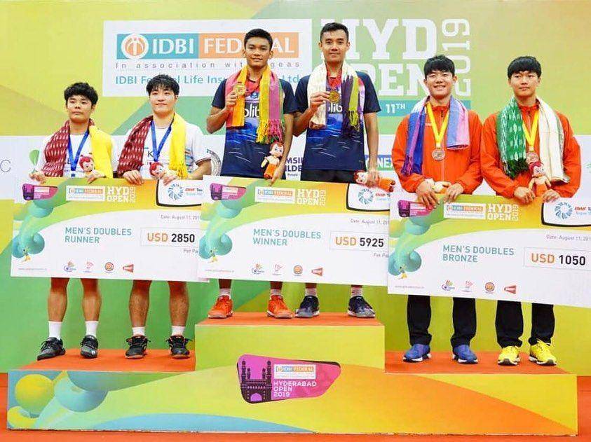Muhammad Shohibul Fikri dan Bagas Maulana saat menjadi juara di Hyderabad Open 2019 (instagram.com/b_maulana7)