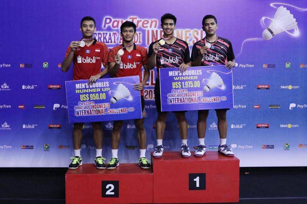 Muhammad Shohibul Fikri dan Bagas Maulana saat menjadi runner-up Indonesia International Challenge 2018 (instagram.com/shohibulfikri)