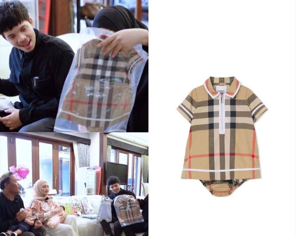 Baby Ameena memakai baju dari merk Burberry (instagram.com/fashion_aureliehermansyah_atta)