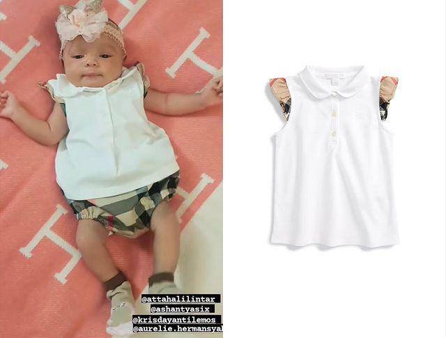 Baby Ameena memakai baju dari merk Burberry (instagram.com/fashion_aureliehermansyah_atta)