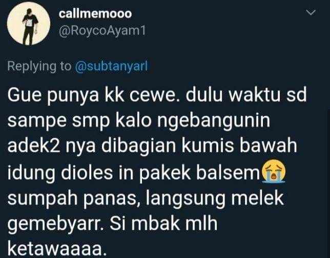 cerita lucu punya kakak cewek (twitter.com/callmemooo)