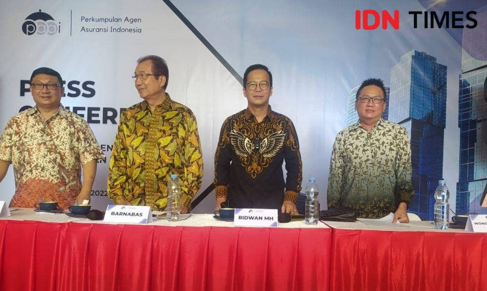 Perhimpunan Agen Asuransi Indonesia (PAAI) menggelar Press Conference dengan jurnalis di Bandar Lampung, Senin (21/3/2022). (IDN Times/Martin L Tobing).