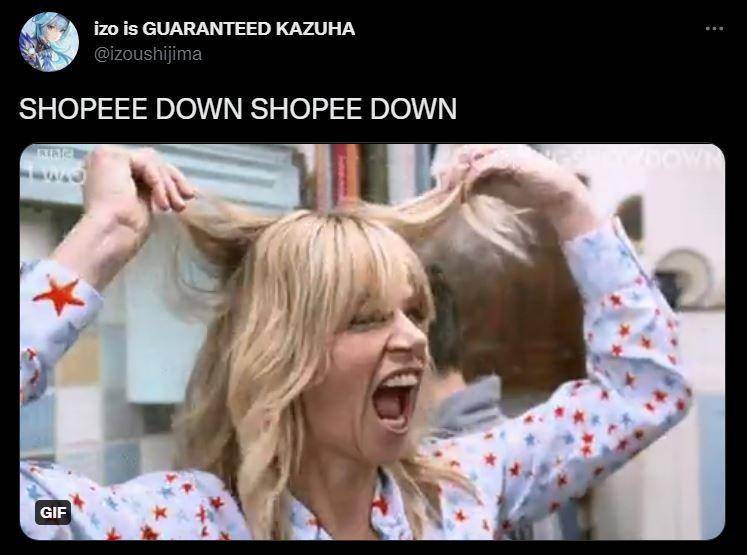 reaksi kesel warganet Shopee down (twitter.com/izoushijima)