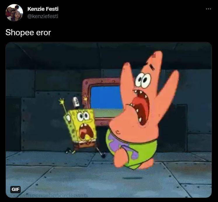 reaksi kesel warganet Shopee down (twitter.com/kenziefesti)
