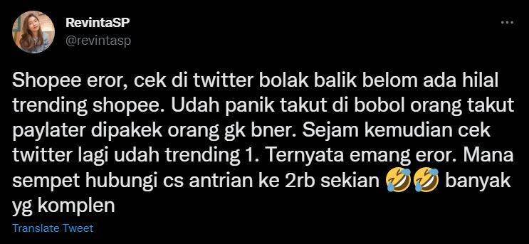 reaksi kesel warganet Shopee down (twitter.com/revintasp)