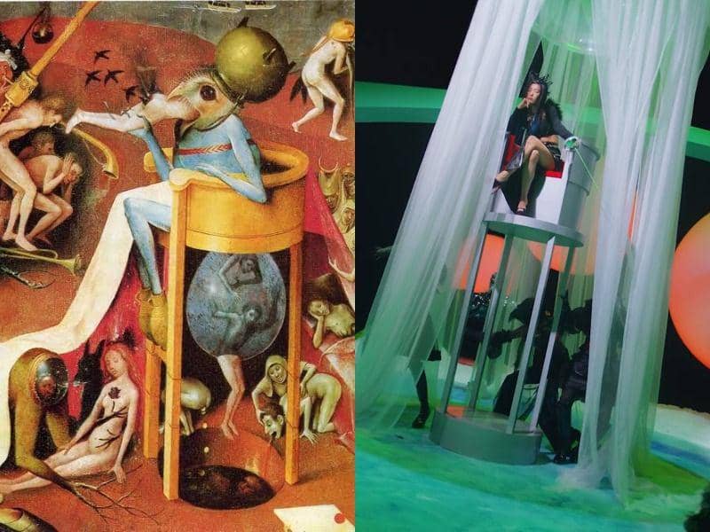 The Garden of Earthly Delights by Hieronymus Bosch (dok. Museo Nacional del Prado via artsy.net) | cuplikan MV Red Velvet "Feel My Rythm" (youtube.com/SMTOWN)