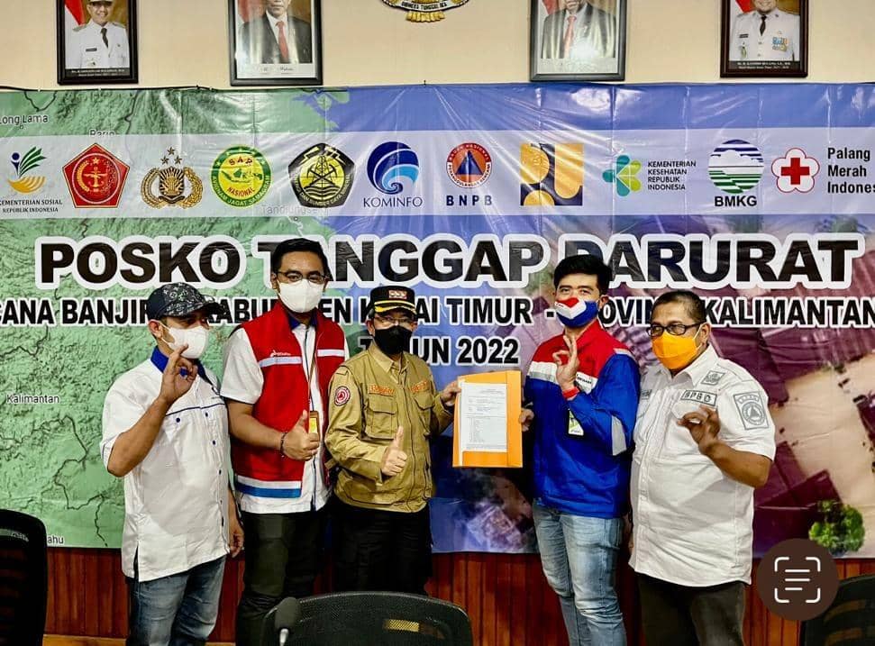 Bantuan logistik Pertamina untuk korban banjir di Sangatta Kutai Timur, Rabu (23/3/2022). Foto Pertamina