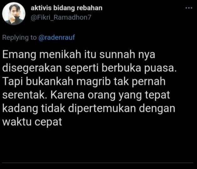 jawaban saat ditanya kapan nikah (twitter.com/aktivisbidangrebahan)