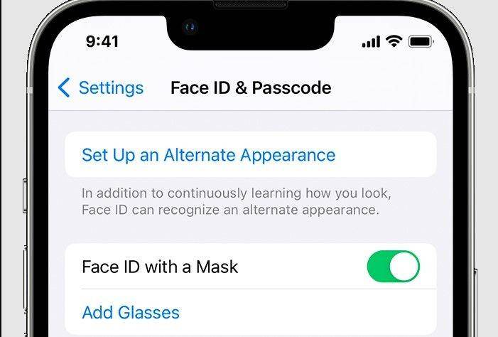ilustrasi cara aktivasi Face ID denga masker (support.apple.com)